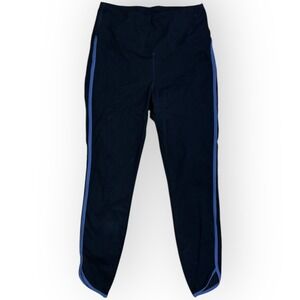 Halara Black Side Stripe Cropped Leggings S High Waist Stretch Yoga Activewear